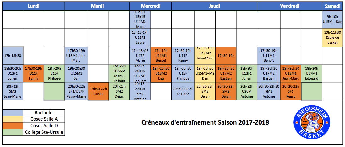 calendrier des entrainements de basket de riedisheim 2016 2017